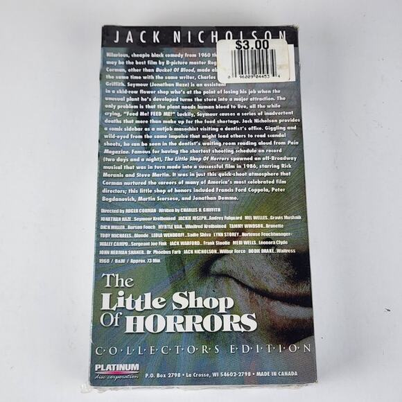 The Little Shop of Horrors Collector Edition (Jack Nicholson) Sealed VHS Movie - Picture 2 of 6